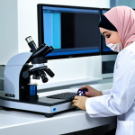 **

"A professional female lab technician in a fully clothed, modest lab coat and hijab, carefully analyzing a blood sample in a modern, well-equipped laboratory. Sterile environment, microscopes and analyzers visible. Focus on precision and scientific expertise. Safe for work, appropriate content, professional, perfect anatomy, correct proportions, well-formed hands, proper finger count, natural pose, high quality."

**