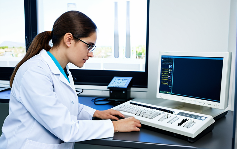 **
A highly skilled medical laboratory scientist, fully clothed in appropriate lab attire, working diligently at a state-of-the-art analyzer in a bright and modern medical laboratory. The lab is clean and well-organized, with various pieces of diagnostic equipment visible in the background. Focus on the scientist's confident and professional demeanor. "Safe for work," "appropriate content," "fully clothed," "professional," "perfect anatomy," "correct proportions," "well-formed hands."
**