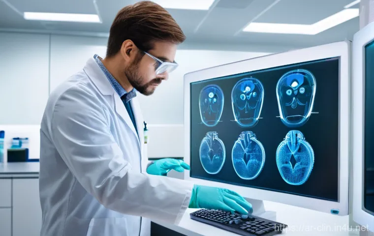 임상병리사 자격증 취득 후 진로 - **Prompt:** A futuristic, gleaming medical diagnostic laboratory filled with advanced automated equi...