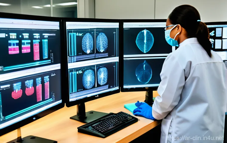 임상병리사 자격증 취득 후 진로 - **Prompt:** A dedicated researcher, a female in her mid-30s with an inspiring and determined express...