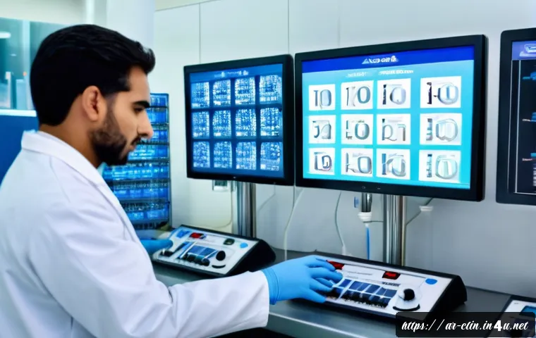 임상병리사 실습 성공 비결 - A modern clinical laboratory interior with Arabic signage on equipment and walls, showing a diverse ...